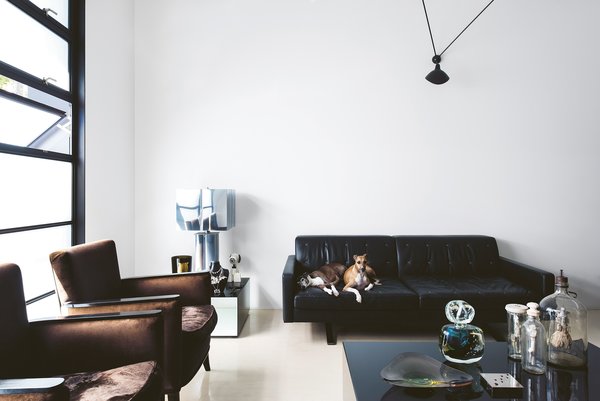 Enzo and Carlo are refined, elegant dogs that are perfectly suited to the understated, sophisticated and timeless design of this converted warehouse. Every element of the home was designed with the dogs in mind. They even have their own black leather beanbags for sleeping—though they're also partial to crips white sheets.