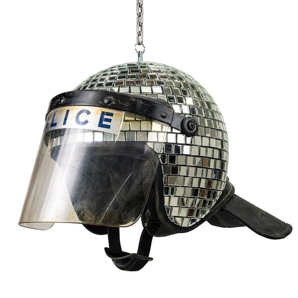 The Banksy™ Met Ball is a home entertainment lighting system made of approximately 650 tiny mirrors attached to a police riot helmet. Those who appear genuinely interested in art itself—as opposed to its resale value—have the opportunity to purchase one of the 15 items available. Each goes for around $650. Most works on the site come signed by the artist. 