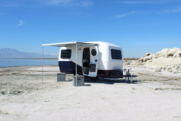 The camper is built with a fiberglass shell that&rsquo;s well insulated, making it equipped for a variety of conditions and climates.