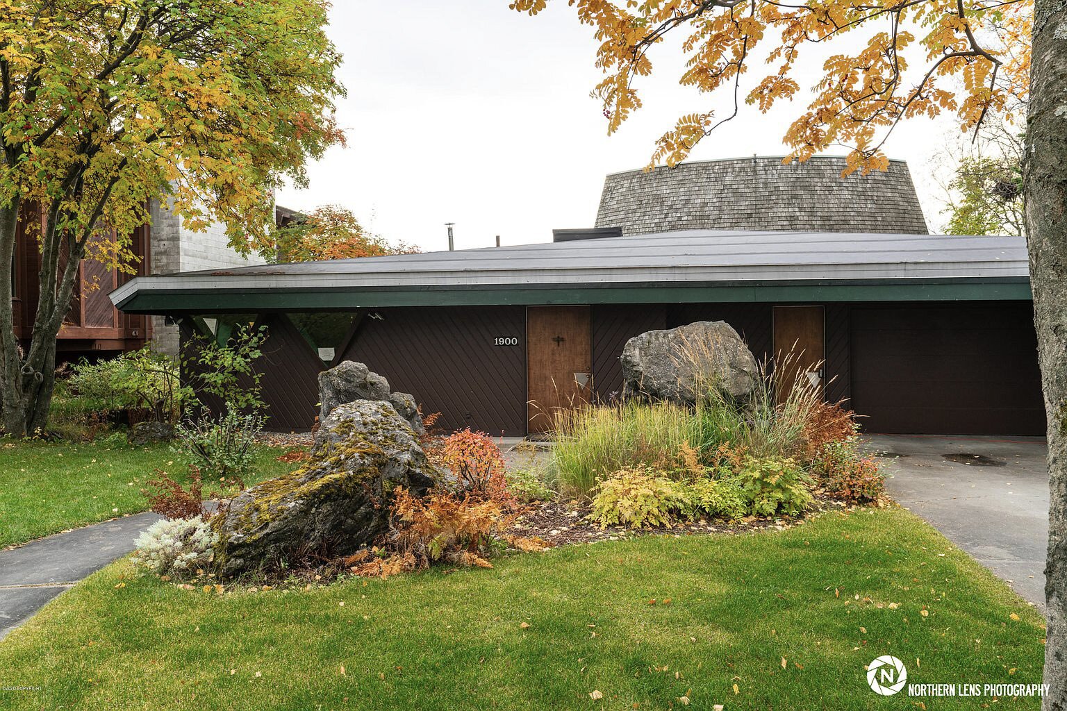 Completed in 1966, The Harpel Residence II in Anchorage is the only home John Lautner ever designed in Alaska. An unassuming front facade provides only a hint of what's inside.