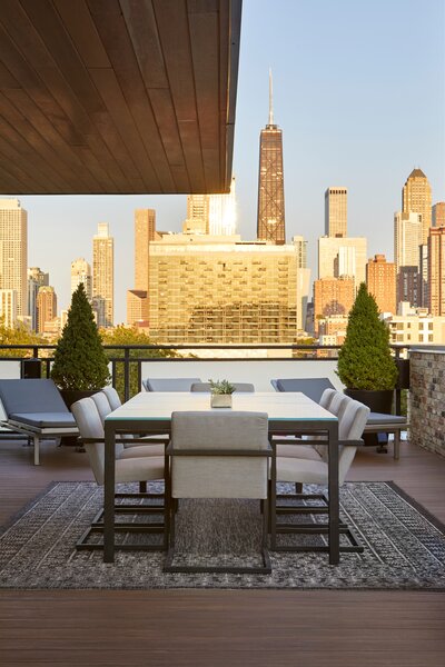 Views from the rooftop also overlook the world-famous Chicago skyline, including sights such as the 100-story skyscraper at 875 North Michigan Avenue, colloquially known as the John Hancock Center.