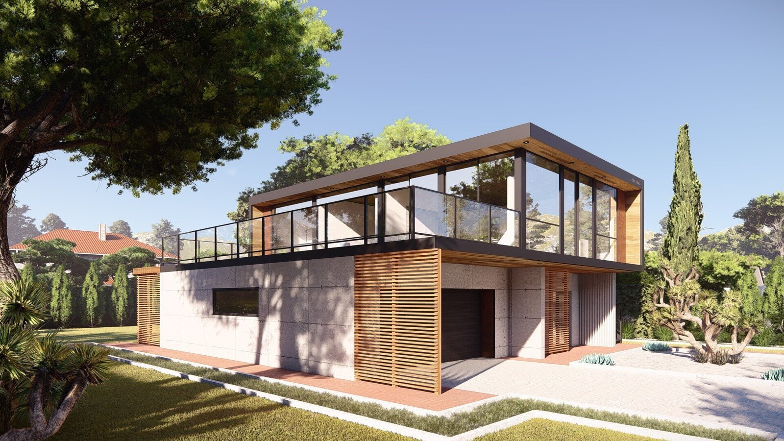 Within 960 square feet, the H03 by Honomobo offers a generous primary bedroom with an ensuite bathroom, a second bedroom and bathroom, and an open kitchen/dining/living space.