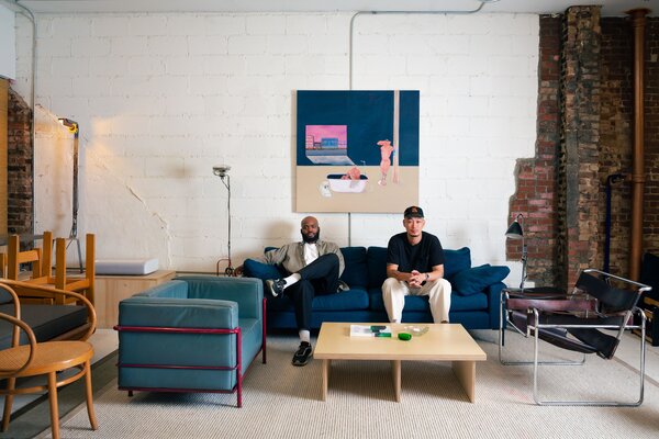 Jared Blake (left) and Ed Be stock their Brooklyn storefront with vintage and contemporary designs.