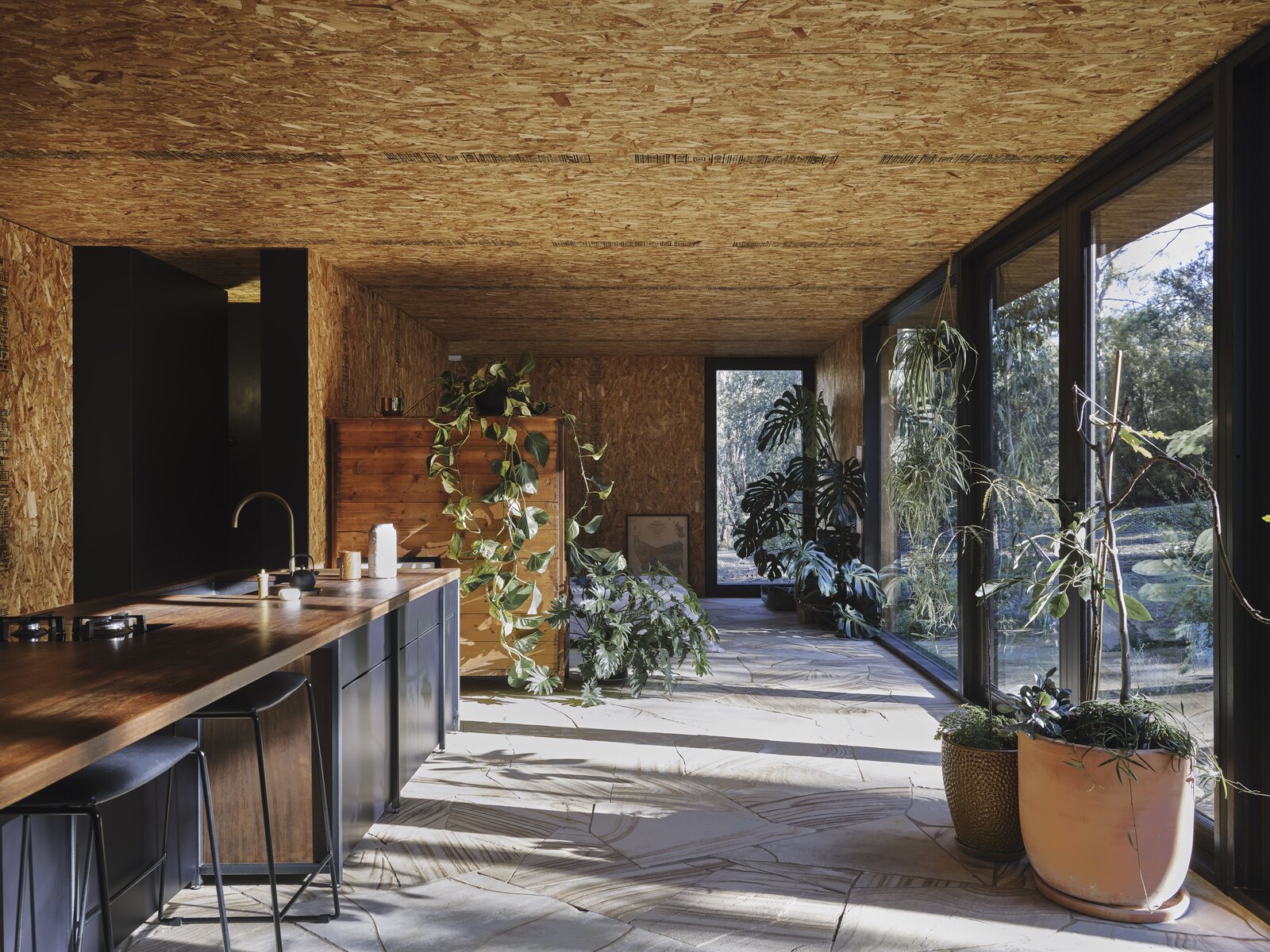 The prefab home was crafted with structural insulated panels (SIPs). 