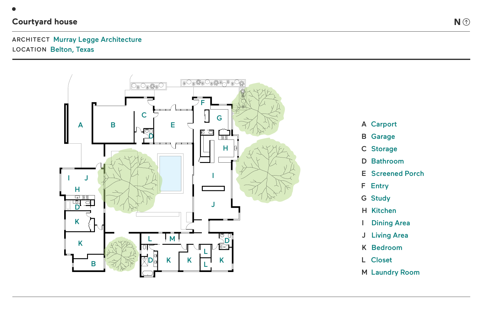 Floor Plan of Courtyard House by Murray Legge Architecture