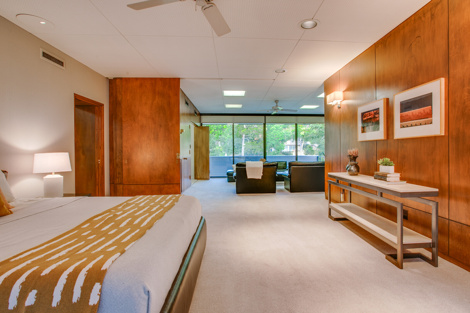 In addition to a secluded primary bedroom, the home also offers two large guests suites.