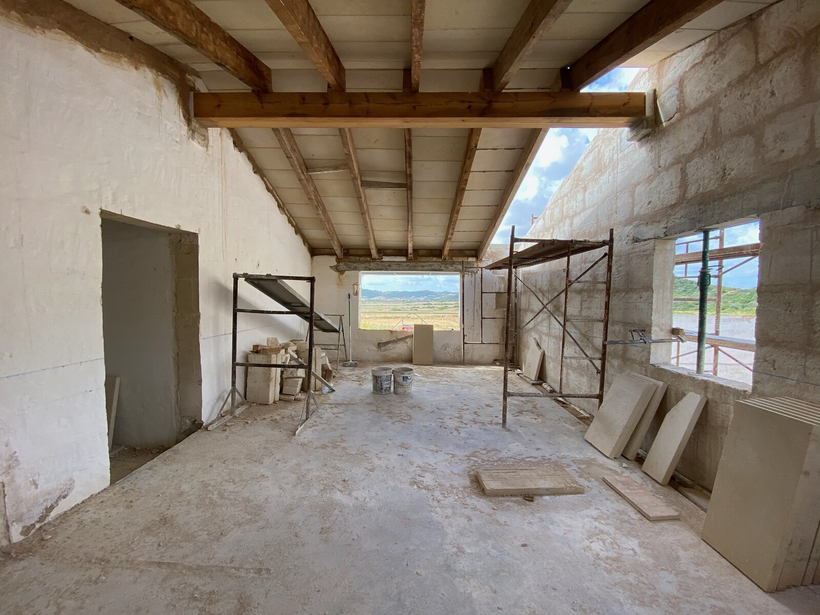 Before: The team preserved the existing ceiling beams.