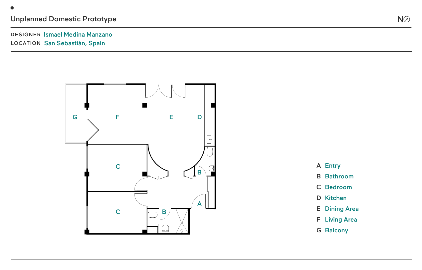 Floor Plan of Unplanned Domestic Prototype by Ismael Medina Manzano