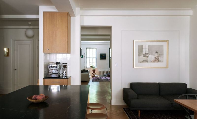 For a Park Slope townhouse, Dunham Robinson put a coffee bar into a structural column that couldn't be removed.