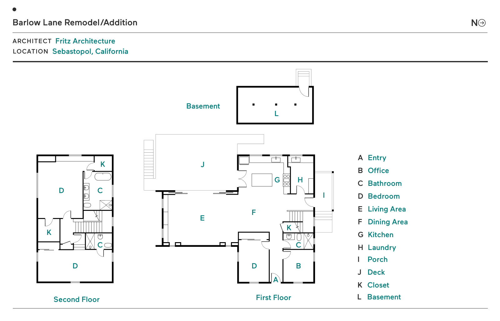 Floor Plan of Barlow Lane Remodel/Addition by Fritz Architecture