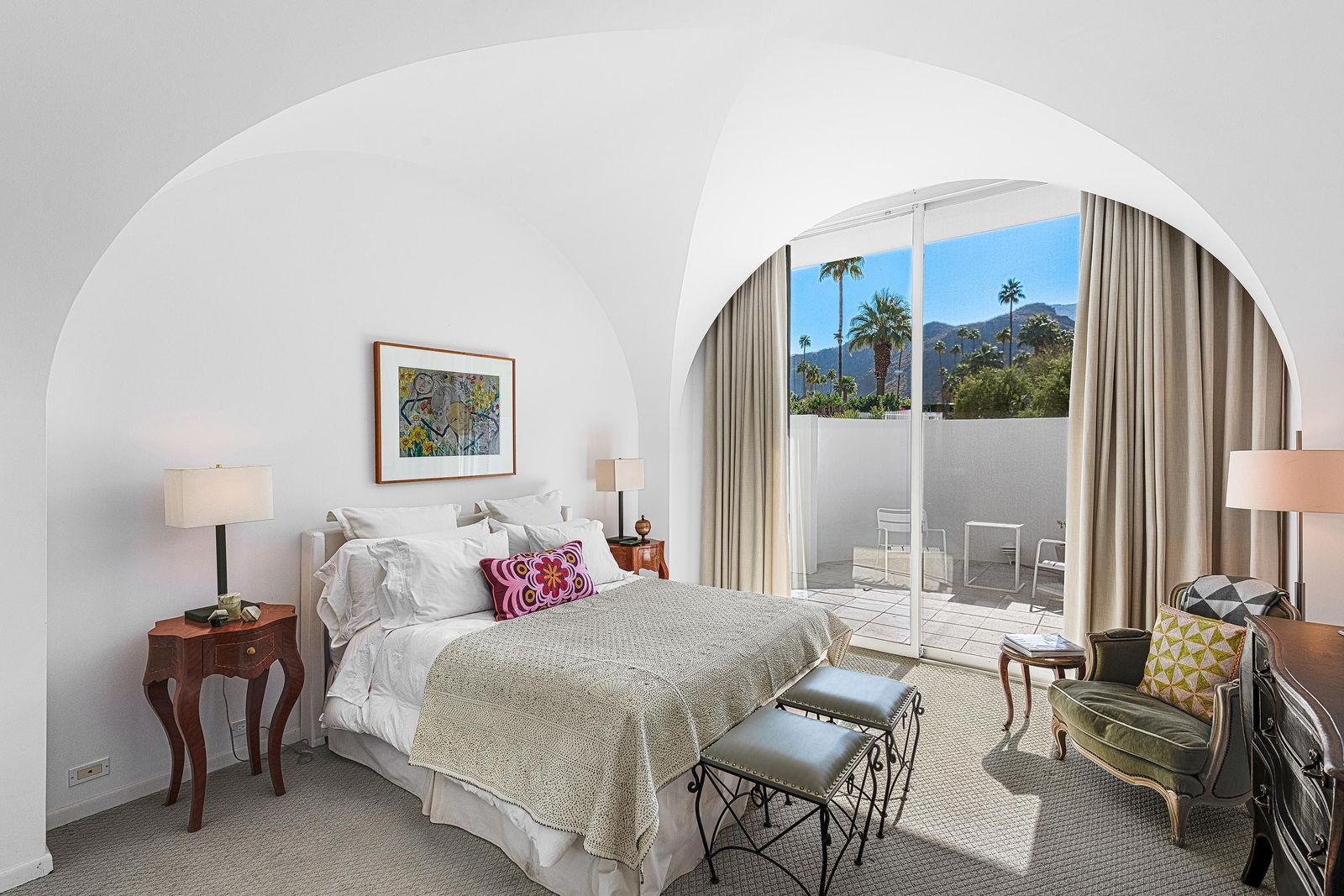 Four of the bedrooms are in the main house, three in the guest house, and one in the caretaker's studio.