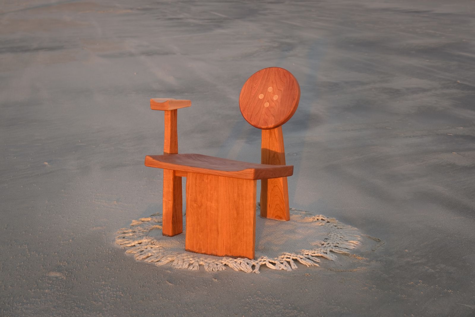 The cherry-and-maple ButtonBack chair was designed and built as a collaboration between Aileen De La Ree Valencia and Nush Wadia.
