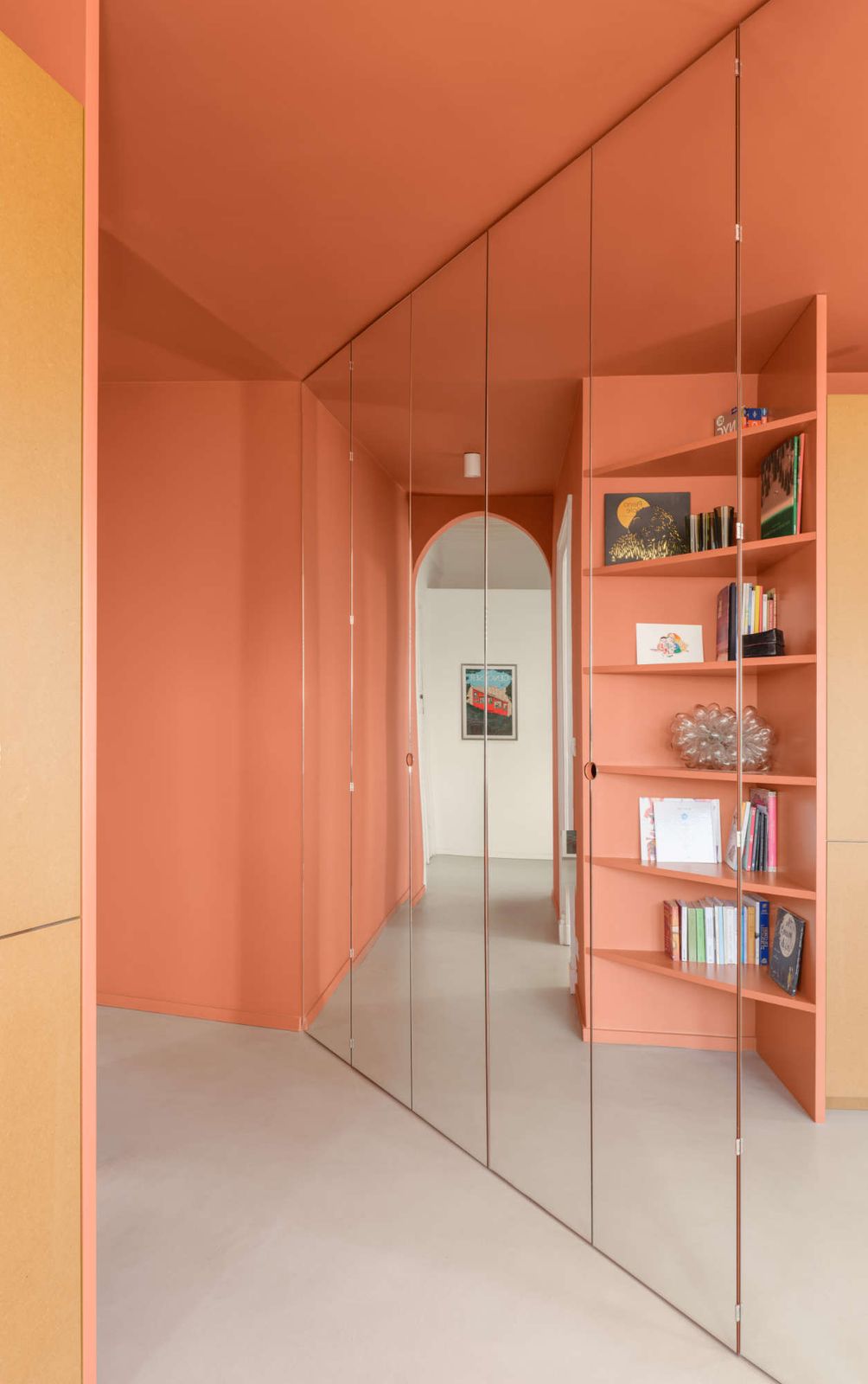 When the door is closed, it's just a feature that adds light and a feeling of spaciousness to a narrow hallway...