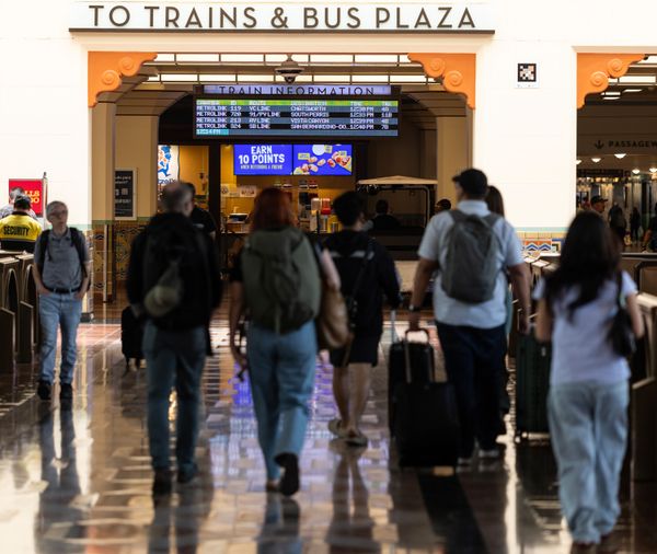 Los Angeles, CA - June 19: People walk throughout Union Station downtown Thursday, June 19, 2025 in Los Angeles, CA.