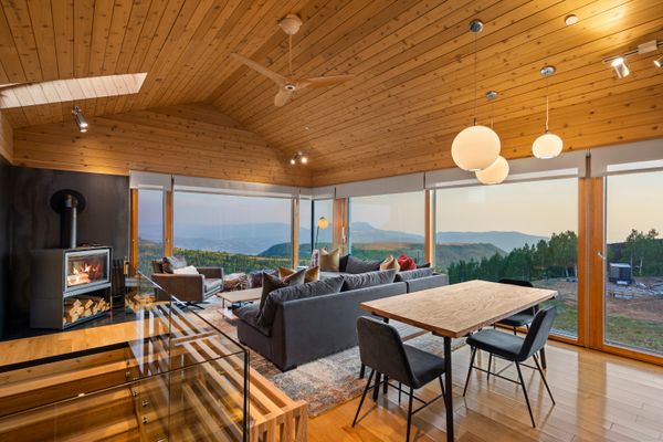 The floor-to-ceiling windows overlooking the resort were imported from Finland.