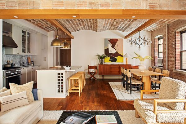 The home is one of 14 units in the former warehouse, all of which share a roof deck.