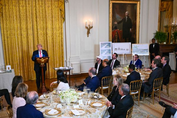 On October 15th, President Trump met with his ballroom donors in the East Room of the White House.