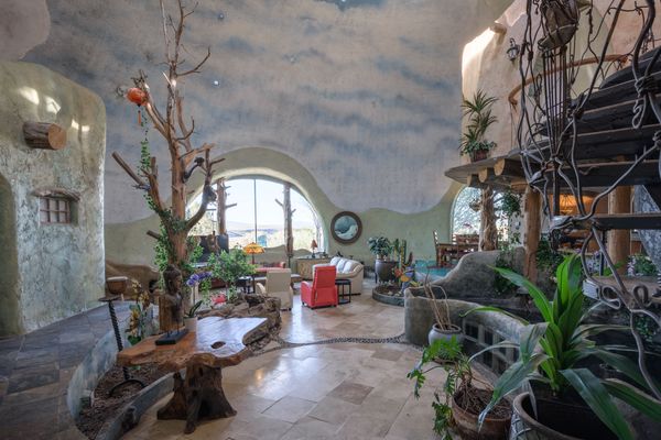 The ceilings of the main room reach thirty five feet high.