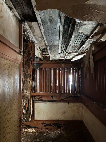 Deteriorating interior. Courtesy Frank Lloyd Wright Building Conservancy