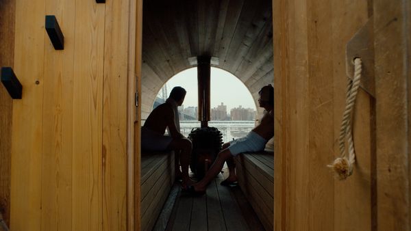 Festival goers try a barrel sauna by Tatanka, a Wyoming company.