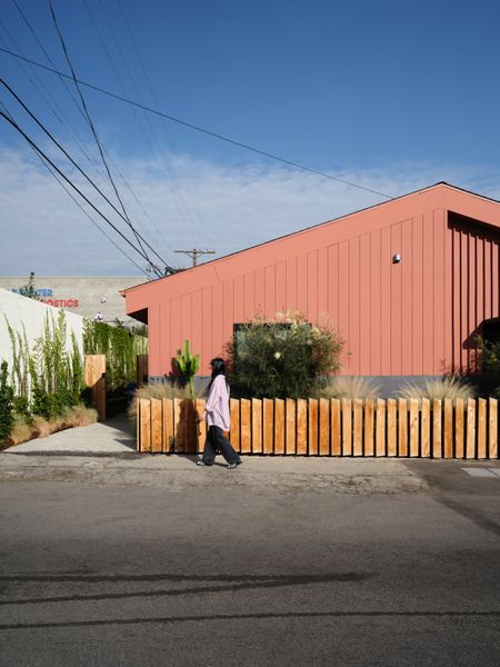 An ADU by architect Hunter Knight sits adjacent to high-voltage lines in L.A.'s Cypress Park neighborhood. The L.A. Department of Water &amp; Power nearly required him to pay to bury the line from the pole, but in the end he was able to get a secure electrical drop to the unit. "They'll tell you to keep construction away from power poles, but they don’t talk about soft walls or retaining walls,