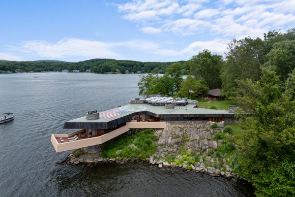 The Massaro House in New York’s Hudson Valley is built into Petra Island’s natural rock.