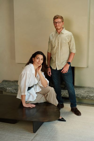 A portrait of architect Ángel Jorge and his wife, Rocío Noya, who owns a rug design company called Awanay. The couple live with their eight-year-old daughter and Jorge’s two older daughters.