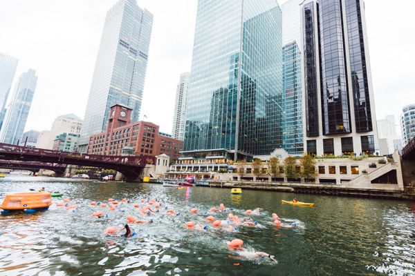 A view of the 2025 Chicago River Swim.