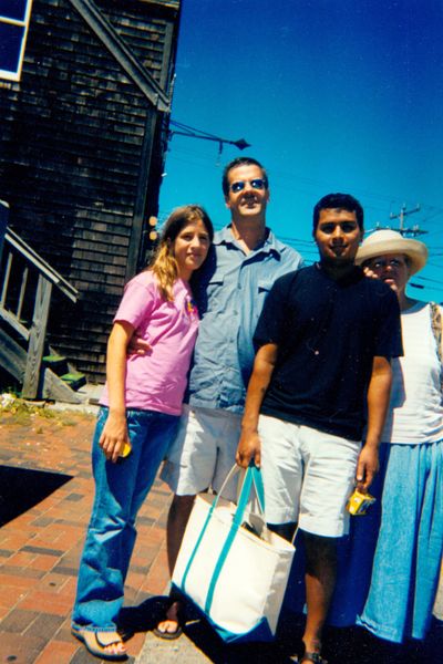 My older sister, my father, Luis, and my grandmother posing during one of our family vacations to Cape Cod. The skewed frame makes me think I must have taken the photo.