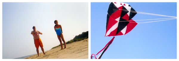 My father and I flying a kite on Popponesset beach in Mashpee on Cape Cod. We’d always stop at a toy store in town for a new kite when ours inevitably broke or got lost.