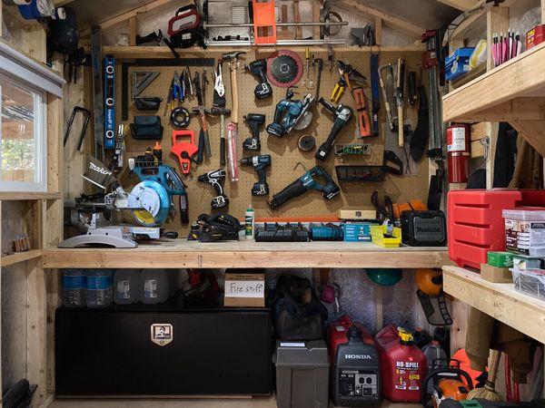 One of the first projects on the property was a shed for storage.