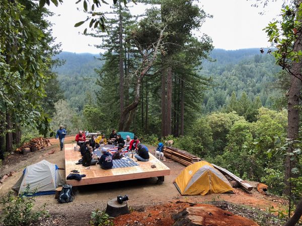 Molly and Jeff envisioned the property as a community effort, inviting friends up to camp while working on projects.