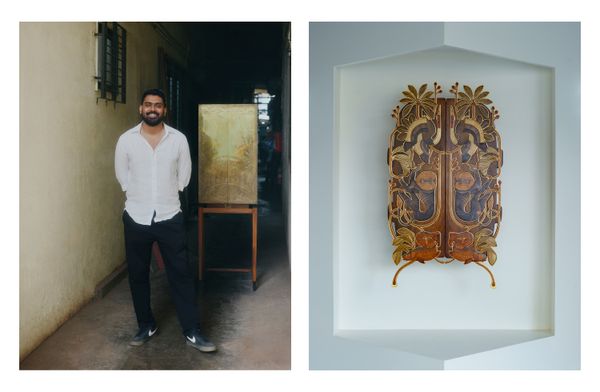 Chacko founder Vipin Joe collaborates with local artisans in Mumbai, including on the Mehfil wall cabinet pictured on the right.