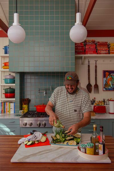 The garden is just outside of the kitchen at Dan Pelosi’s Hudson Valley area home, making barbecue prep as simple as possible.