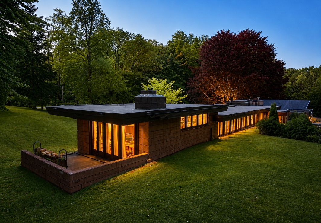 Set within The Acres, the cooperative community the architect planned in 1947, the concrete Usonian home has been restored from top to bottom.