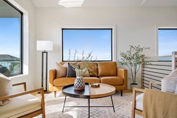 Hospitality-grade furnishings were chosen for one of Maison de Campagne's properties in Galveston, Texas.