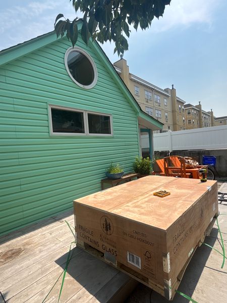 At 1000 pounds, unpacking the box the sauna pieces are inside of is a challenge in its own right.
