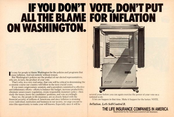 A political ad in an October issue of <i>Time</i> magazine reminds people to vote.