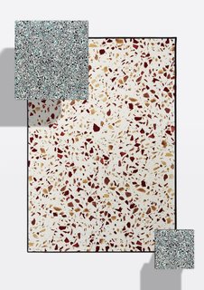 For Vienna Design Week, QWSTION asked Terrazzo Project (TP) and Schoenstaub to create a coordinated collection of tables and carpets. 