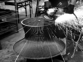 Production process behind the Platner Coffee Table. Photograph from the Knoll Archives.