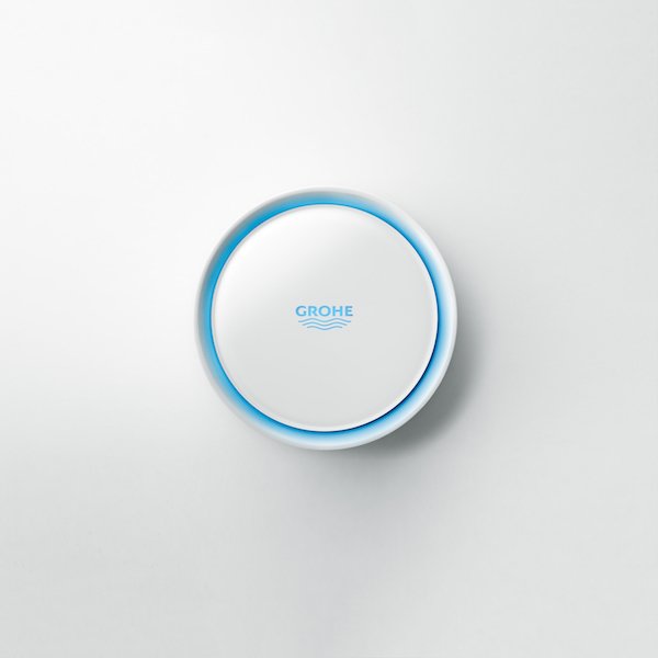 The GROHE Sense sends notifications to a user about a home's water humidity and frost levels, as well as individual consumption. When there is a leak or pipe burst detected, the displayed color will flash a red light and beep.