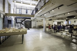 The downstairs event space is open to the community, and features a more modern design. 
