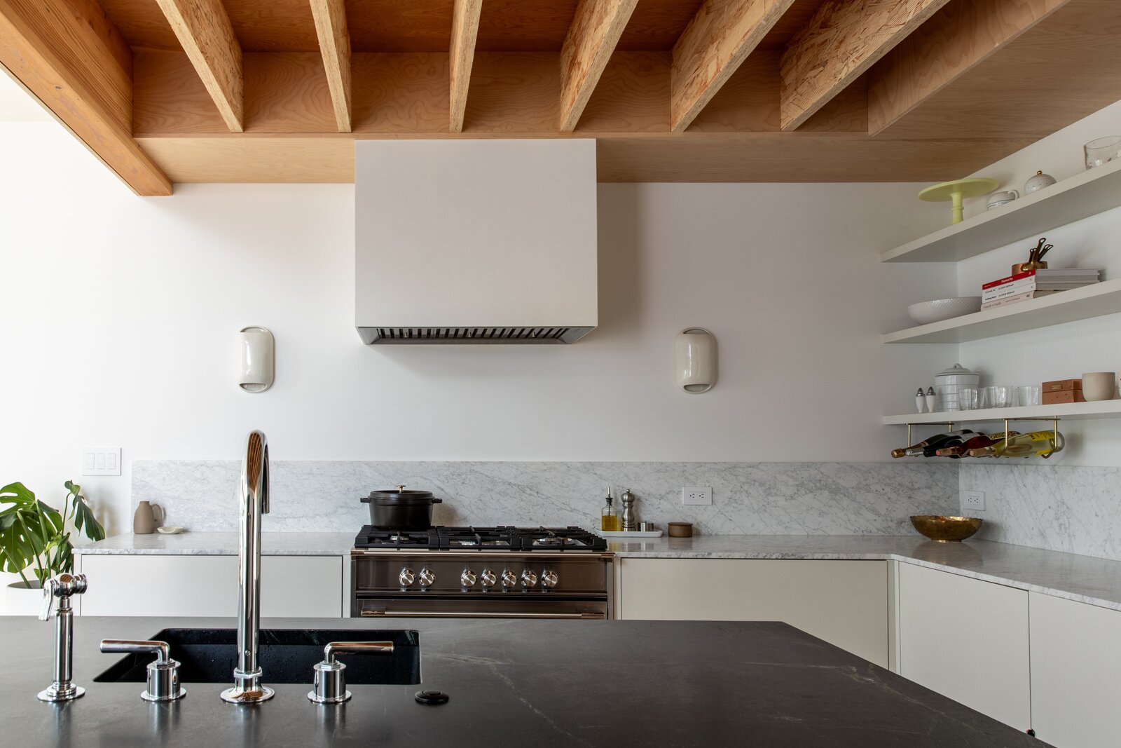 "We really strove to keep the ceiling exposed in the kitchen