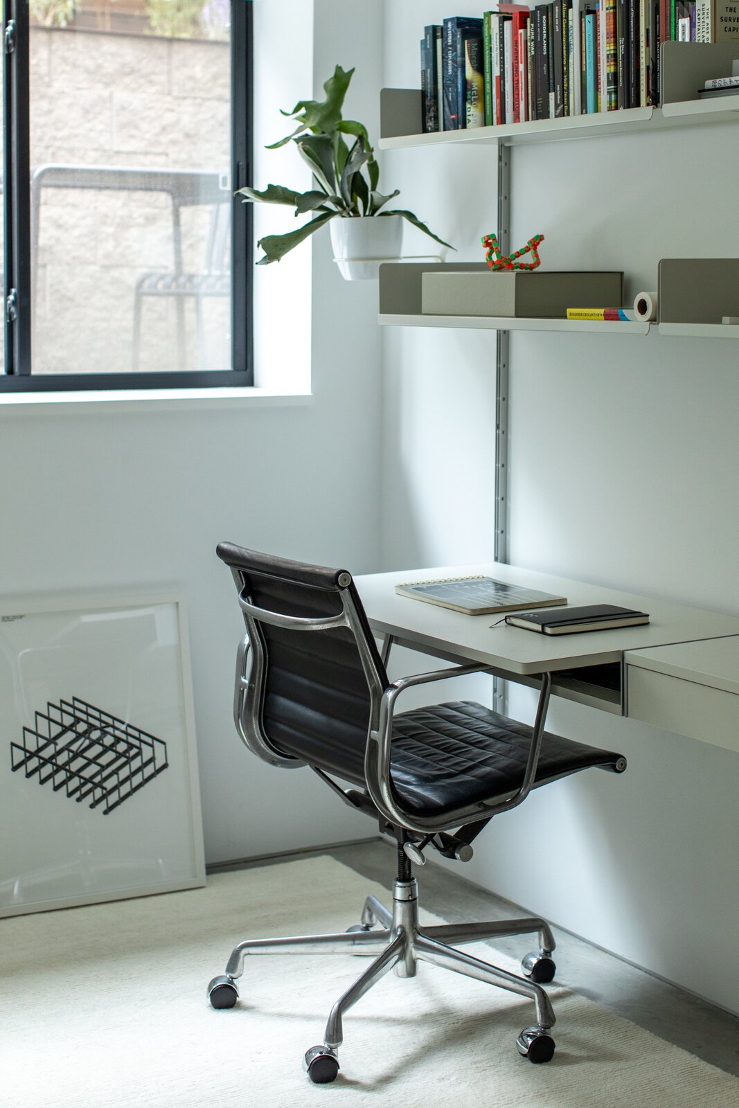 The bedroom on the lower level is currently being used as an office.