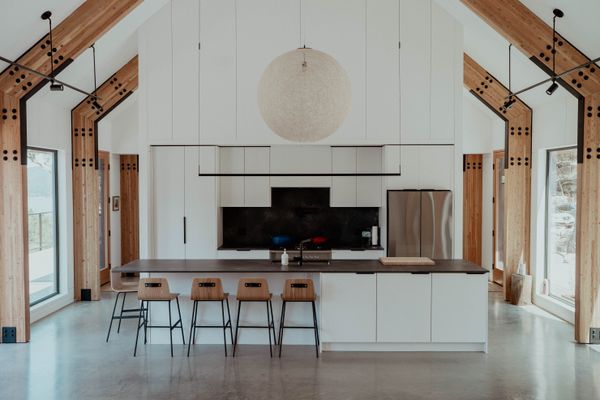 The owners requested many customizations to this home, including an extended island and plenty of vantage points to the views.