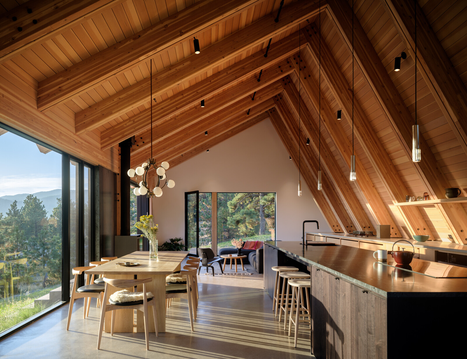 The owner, founder of Archistoric Lighting Studio, restored mid-century Danish light fixtures throughout the home. 