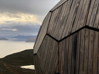 The exterior cladding is made of Kebony, a sustainable treated wood product. The company uses heat and natural chemicals to give softwoods, such as pine, enhanced strength and durability. The timber product is sustainably sourced and nearly maintenance-free—a huge benefit in an environment where weathering and wear can be drastic.