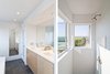 Modern home with Engineered Quartz Counter and Ceiling Lighting. Master bathroom Photo 14 of Dune Road Beach House