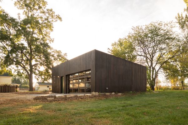 Dan and Jessica's garage sits on a nearly half-acre property beside what was once a cemetery.