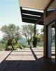 Modern home with Outdoor, Large Patio, Porch, Deck, Trees, Shrubs, Grass, Landscape Lighting, Boulders, Wood Patio, Porch, Deck, and Back Yard. Ridge House Photo 13 of Ridge House